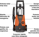 Lavadora de Alta Pressão 1512 PSI com 1400W 220V com Mangueira de 3m e Função Auto Aspirante