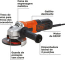 Esmerilhadeira Angular de 4 1/2 Pol. (114,30mm) 12.000 RPM 110V G650K5