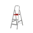 Escada Alumínio 3 Degraus 1,08m 120kg Prata e Vermelho
